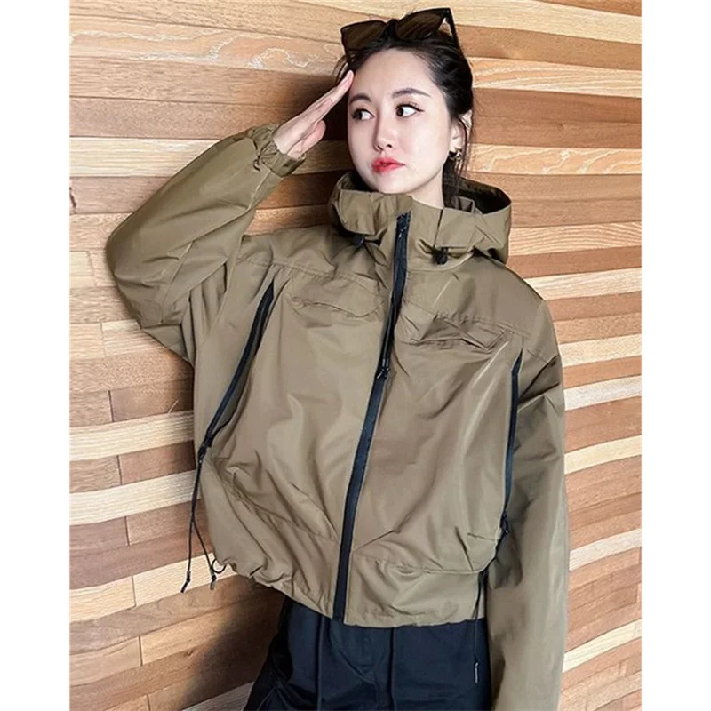 Spring Autumn Women Trench Coat 2024 NEW Korean Loose Hooded Lined Windbreaker Female Casual Zipper Tooling Jacket Wild Tops 4XL