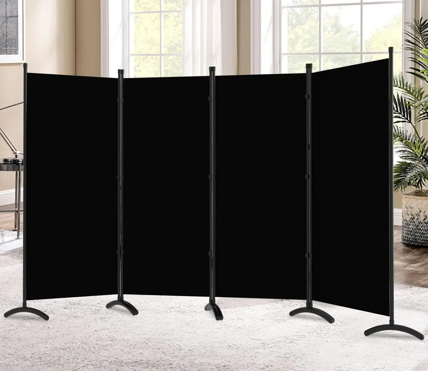 Room Divider 4 Pane 88''W Partition Room Dividers And Folding Privacy Screens Wall Divider For Room Separation, Freestanding