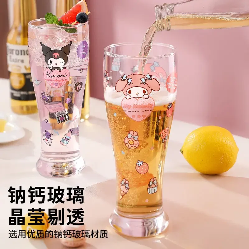 

MINISO My Melody Hello Kitty Anime Kawaii Water Glass Cute Kuromi Home Milk Juice Drink Large Capacity Water Cup Gifts for Kids