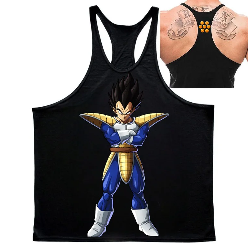 Popular anime dragon ball wukong elemento padrão impressão 2025 verão nova venda quente ginásio masculino esportes algodão sem mangas regata