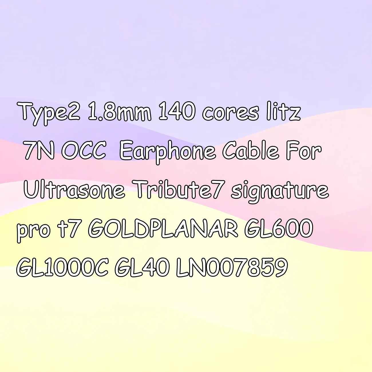 Type2 1.8mm 140 cores litz 7N OCC  Earphone Cable For Ultrasone Tribute7 signature pro t7 GOLDPLANAR GL600 GL1000C GL40 LN007859
