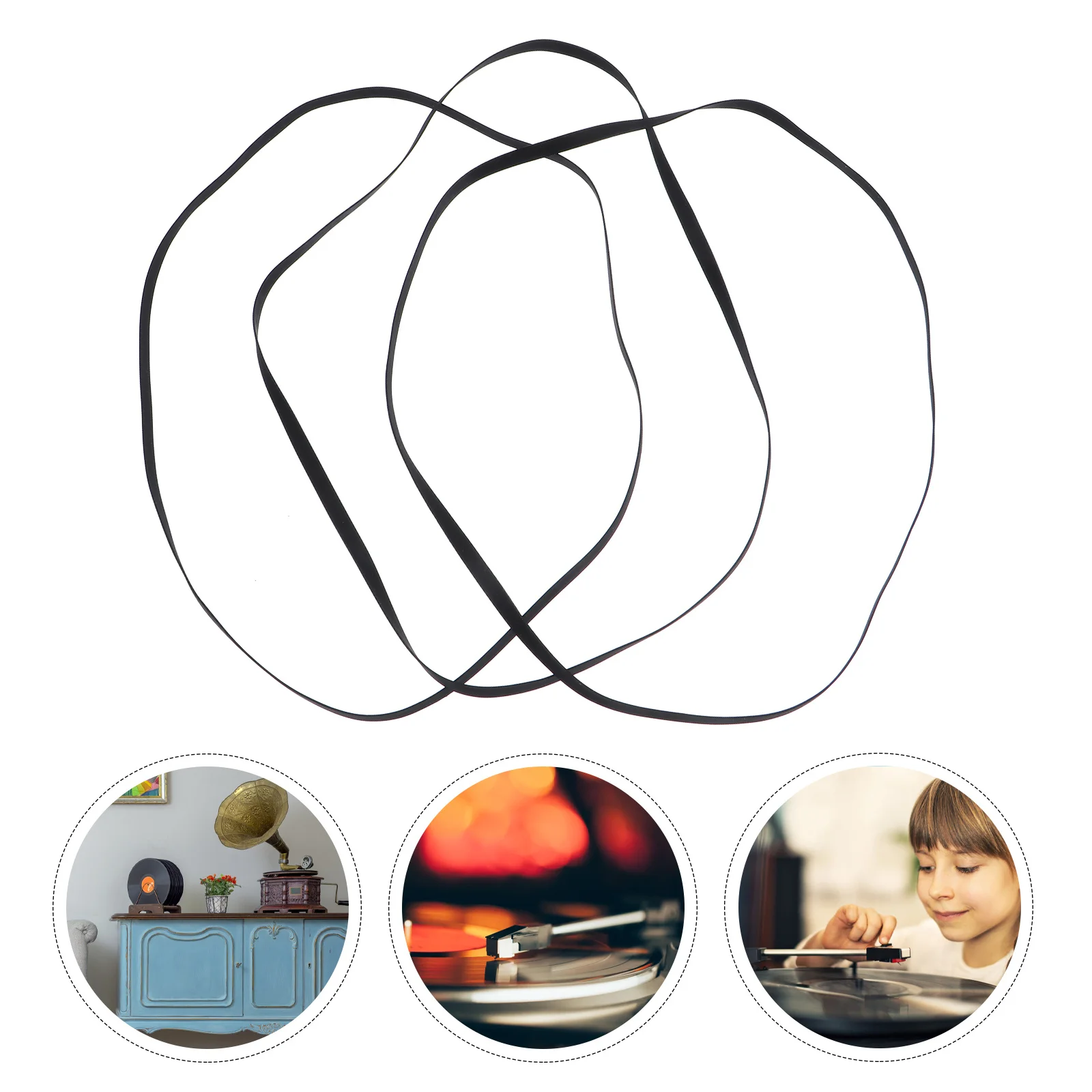 

3Pcs Turntable Drive Belt Replacement High Strength Long Service Life Multifunctional Low Noise Stable Transmission for Belt