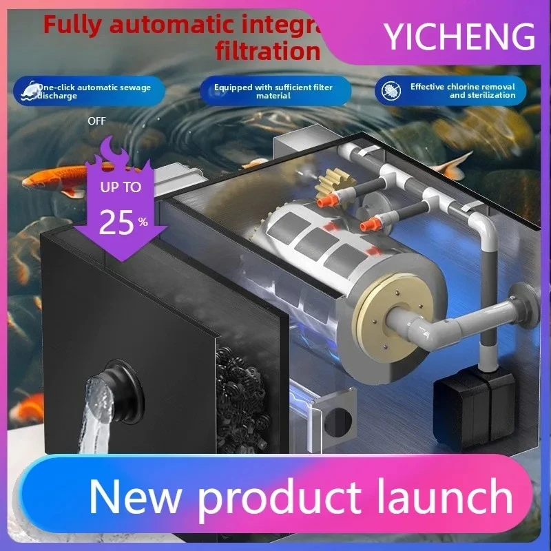 ii- rotary drum micro filter fish pond filter water circulation system koi outdoor automatic cleaning sewage