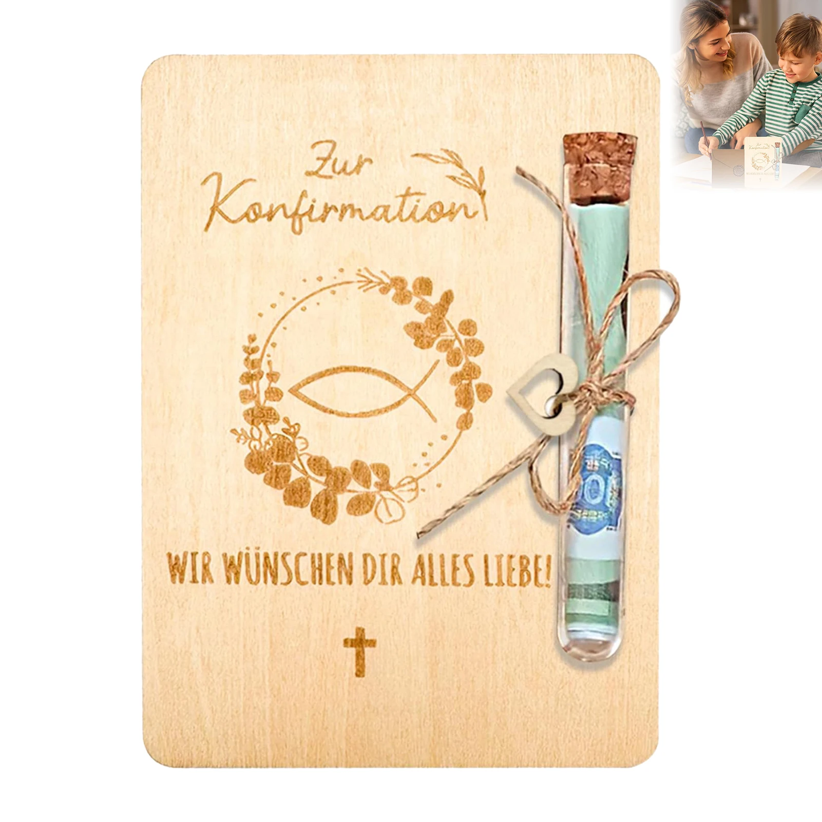 Hochzeitsgeldhalter aus Holz mit Grußkarte, Retro-Geldhalter, exquisites Schnitzdesign für Urlaub, Party, Ornamente, Dekoration