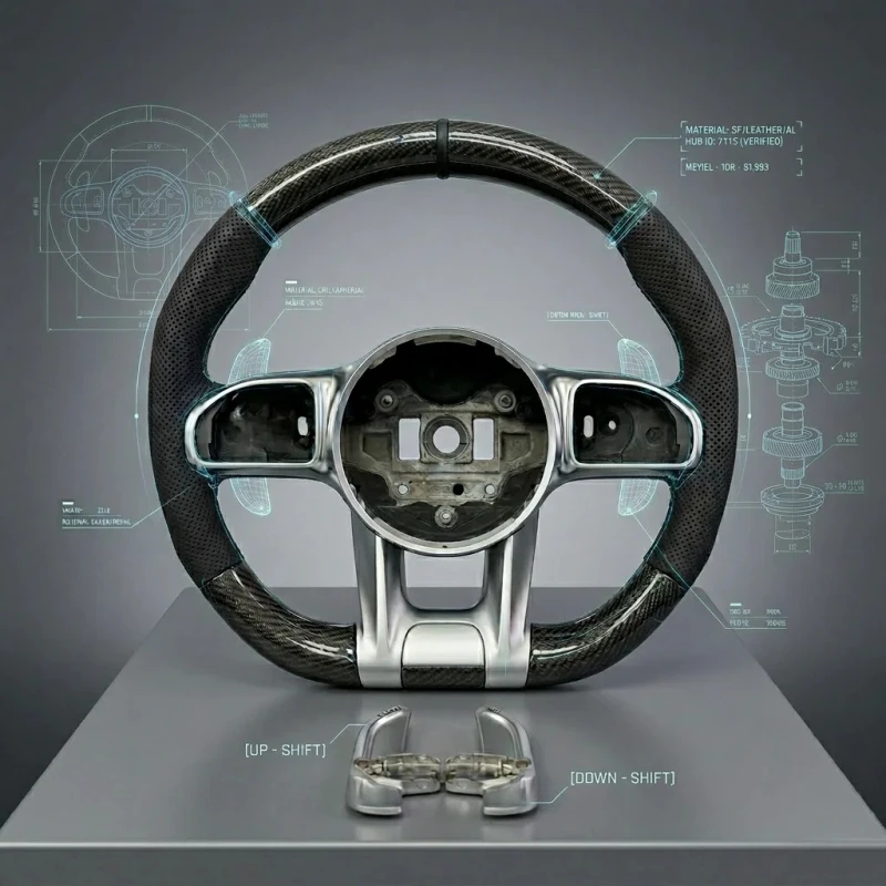 

Carbon Fiber & Leather Steering Wheel Custom LED Sport Design 3/4 Spokes Fit for 5 Series M3 M4 F80 F82