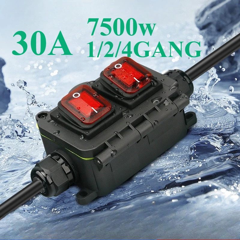 IP65 30A Inline Cord Waterproof Boat Switch KCD4 DC12 24 AC125 250V 2 Position ON-OFF Switches Lamp Switch for car LED Solar