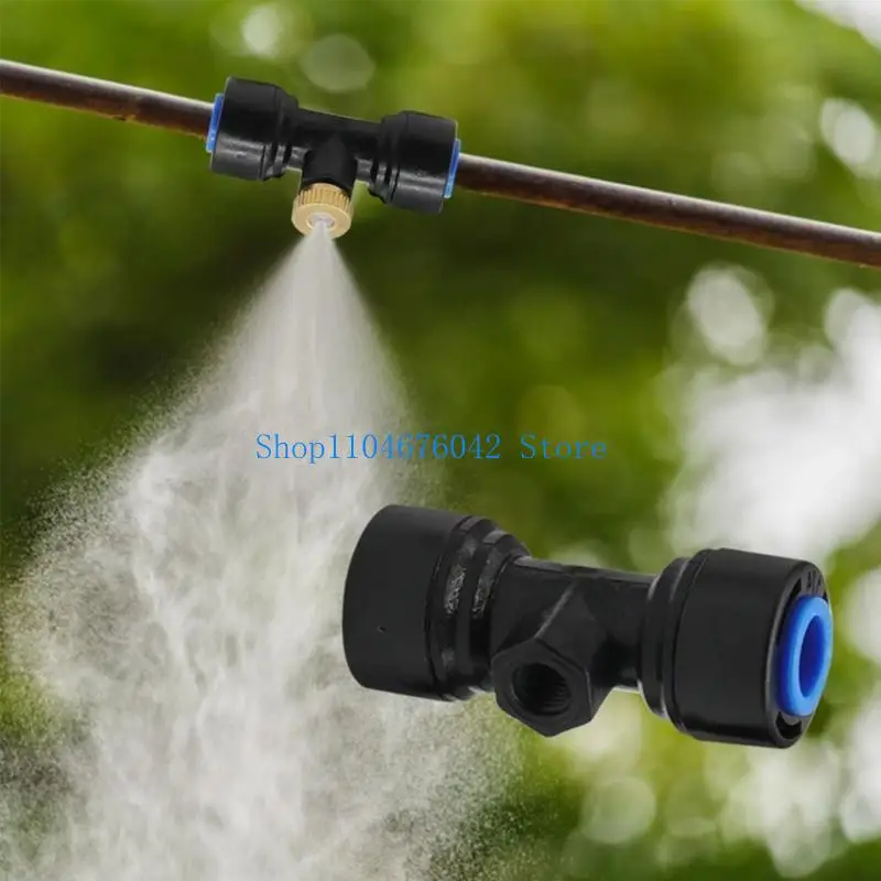 652F 10PCS 0.65 Misting Hose Tees Conectors 1/4 Inch Slip Lock Mistering Nozzles Thread for 4.5mm Nozzle