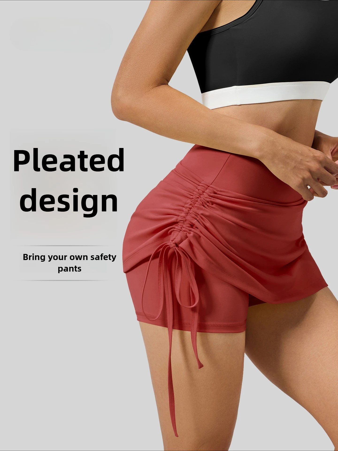 

New Wrinkled Sports Skirt Women's Anti-light High-waisted Running Fake Two-piece Short Yoga Shorts