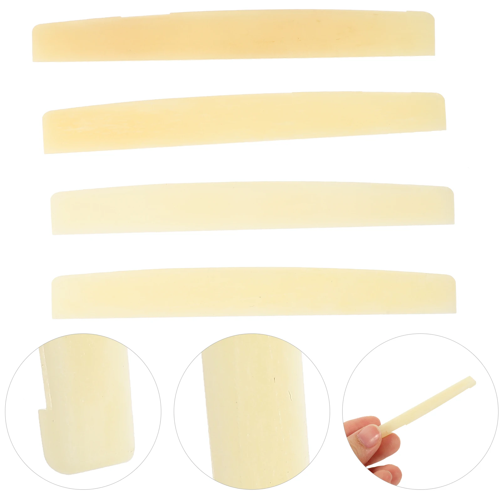 

4 Pcs Guitar Bridge Saddles 43mm Bone Nut Replacement for Acoustic Folk Guitars Parts Enhance Sound Quality Musical Instrument