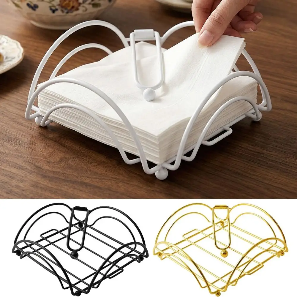 Modern Metal Napkin Holder Flat Design Metal Construction Desktop Paper Dispenser Square Shape Decorative Napkin Tray view 4