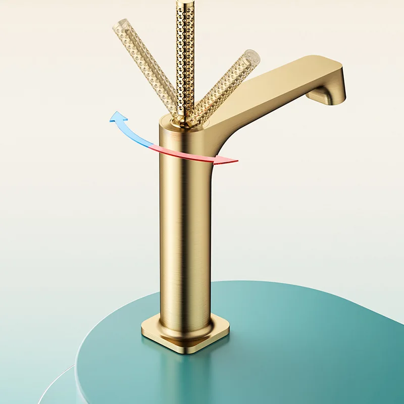 New Gold Basin Faucet Hot Cold Bathroom Sink Mixer Brass Single Lever Lavatory Tap Unique Design Decked Mixer