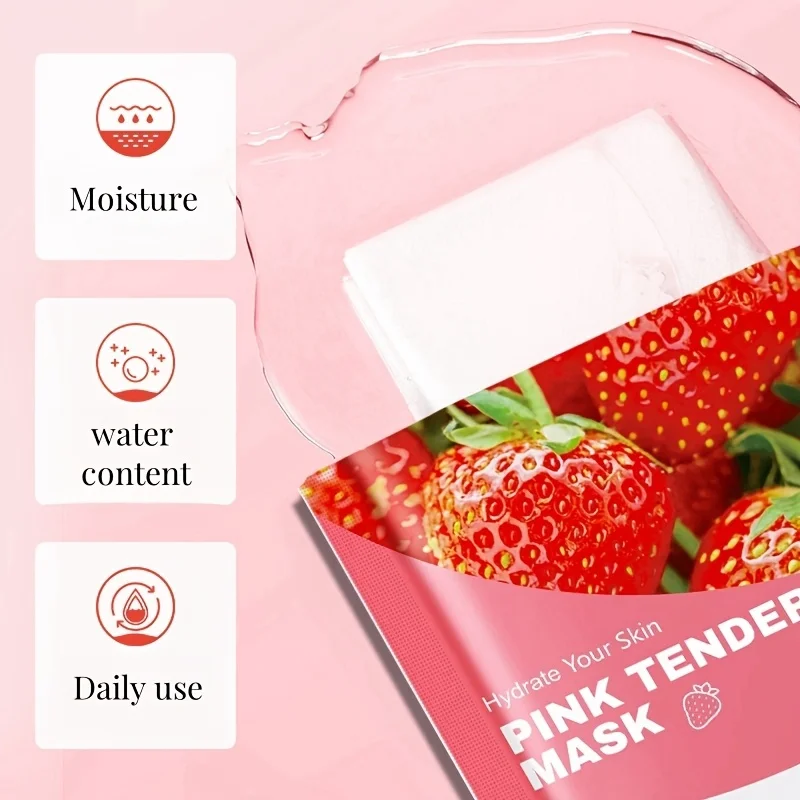 Strawberry Moisturizing Mask, 9 Pieces, Can Moisturize the Skin, Improve Dryness, Replenish Moisture, and Make the Skin Hydrated and Firm