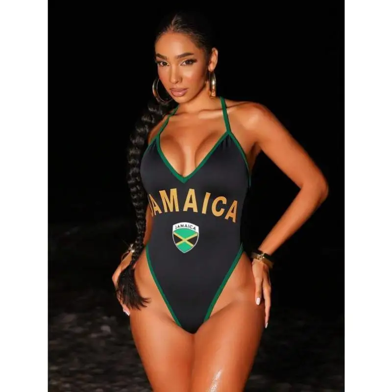 

High Split Swimsuit D 30306 Cross Border New Model Printed Bodysuit Leisure Sport Suit Seven Sve Long Autumn Season