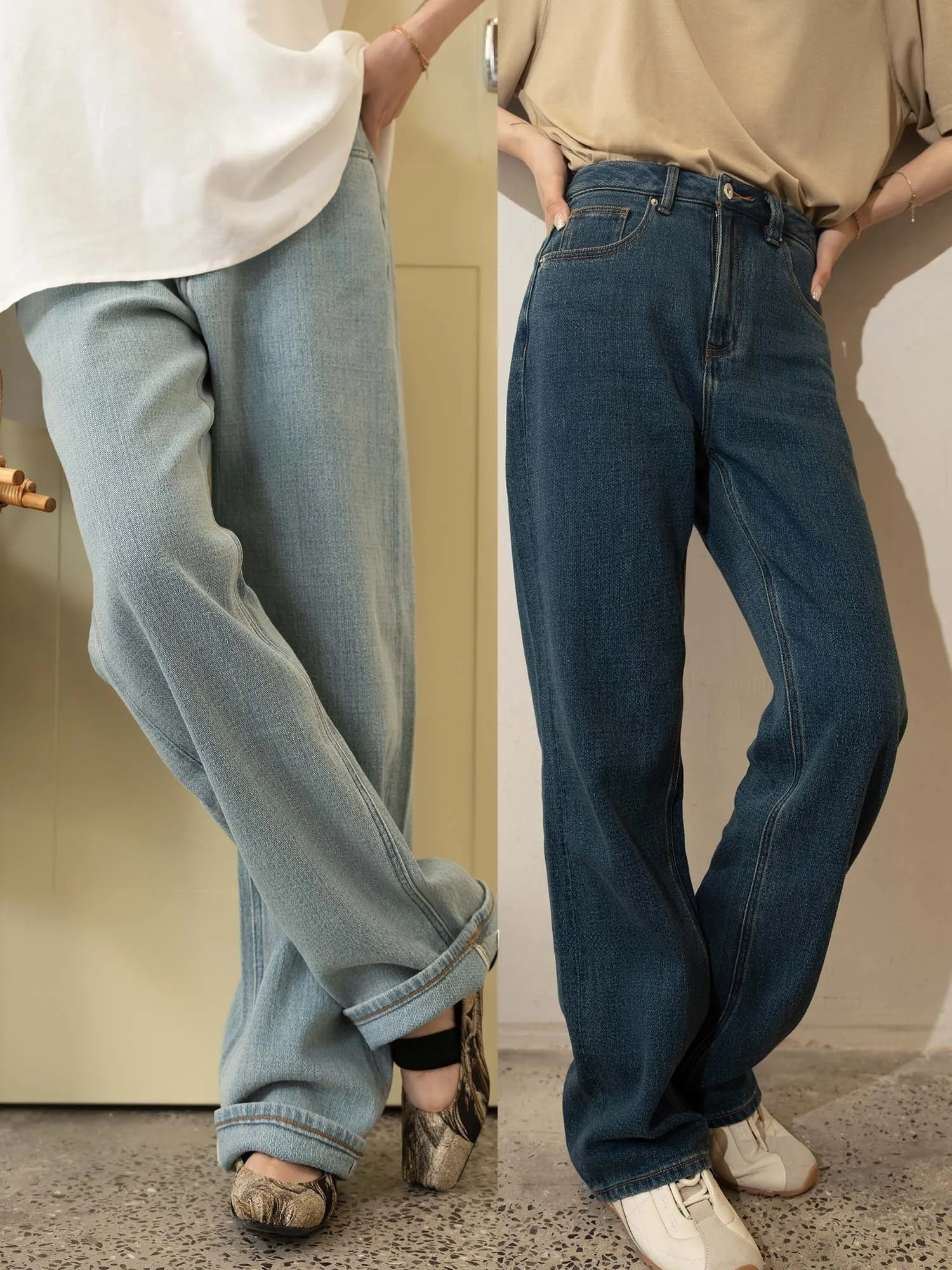 

Хлопковые прямые джинсы с рисунком слона и жирафа, с высокой талией, слегка эластичные, нейтральные, летняя коллекция 2024