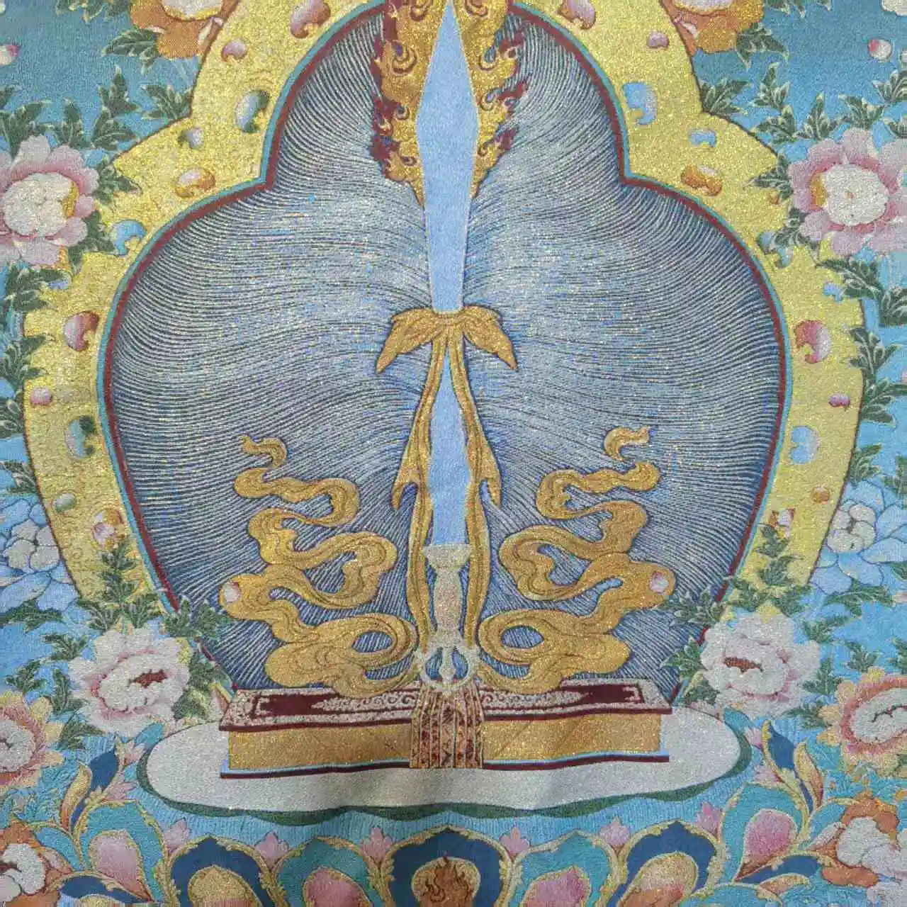 35 "ثانغكا التطريز البوذية التبتية مانجوسري بوديساتفا سيف الحكمة ثانغكا شاشة معلقة قاعة العبادة