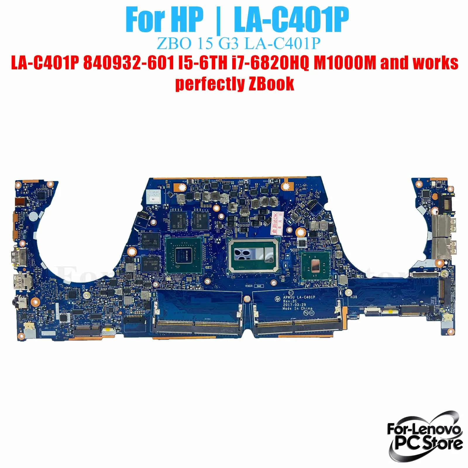

LA-C401P For HP ZBook ZBook Studio G3 15 G3 LA-C401P Notebook Motherboard i3 i5 i7 CPU Laptop Mainboard