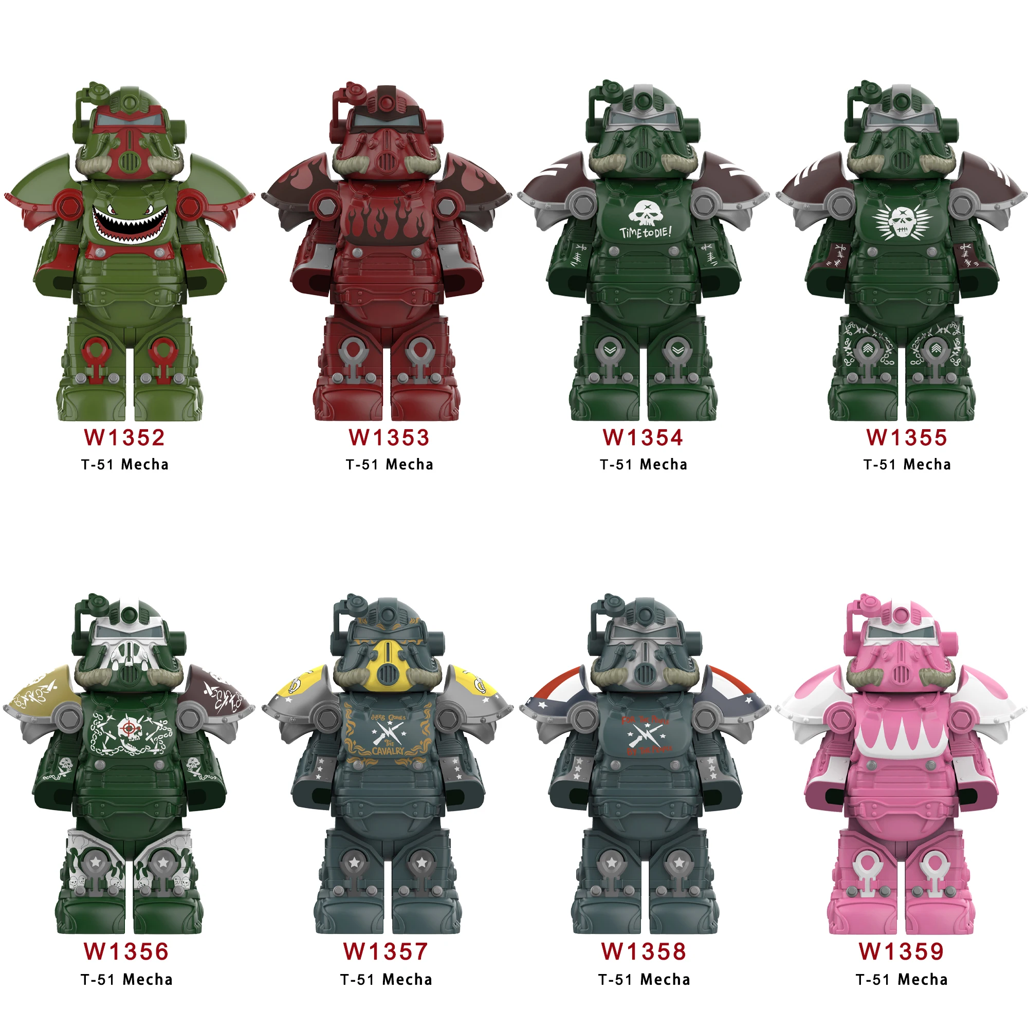 New BoS Game T60 Power Armor Army Officers Soldiers Figure Machine gun Model Building Blocks Kids Toys Gifts Boys Girls Juguetes