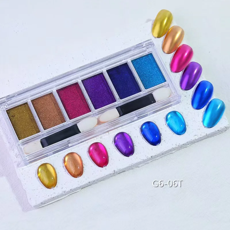 6-color nail polish solid magic mirror powder Glitter Nail Powder Dust Powder Nail Art Chrome  Effect Nail Decoration,Nail Art