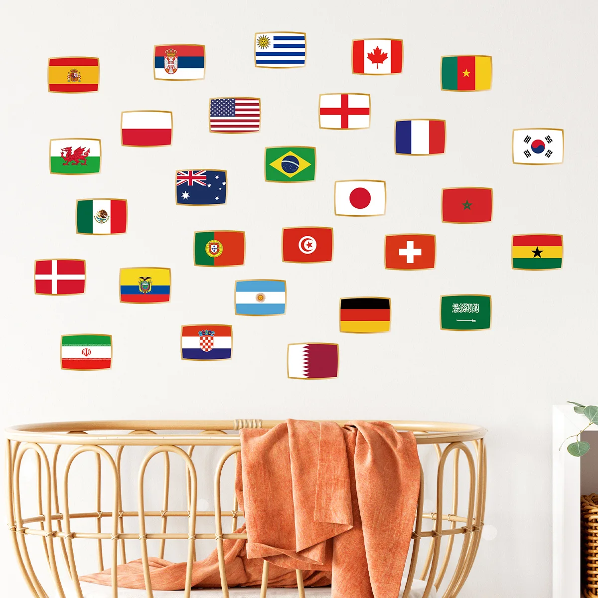 Cartoon National Flag Self-Adhesive Wall Stickers for Bedrooms, Living Rooms, Background Walls, Decorative Wall Stickers