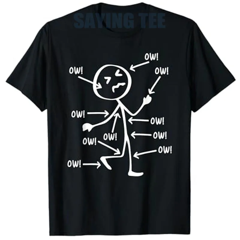 

Ow-Ow-Ow Stick Character Figure Humor Chronic Pain Awareness T-Shirt Funny Meme Stick Arrows Y2k Design Costume Vintage Tees Top