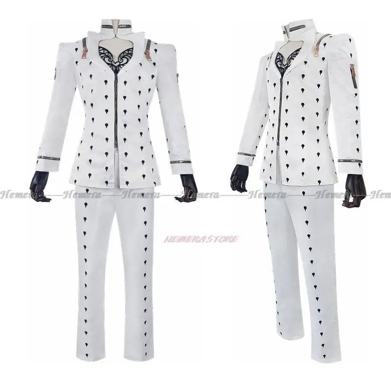 Anime bizarre Bruno Bucci arati Cosplay Kostüm weiß schwarz Anzüge Uniform Männer Frauen voller Satz Halloween Cosplay Abenteuer Bruno Perücke