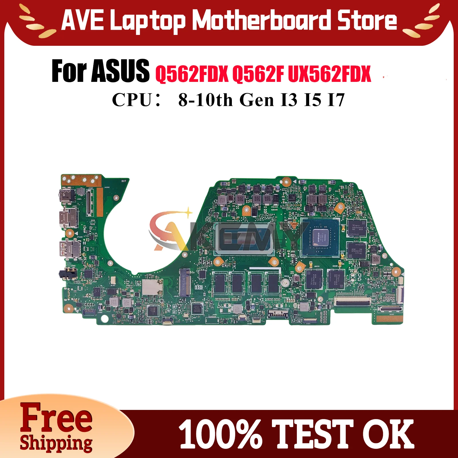 

UX562FDX Laptop Motherboard For ASUS ZenBook UX56IQ UX562 Q562F Q562FDX Notebook Mainboard With I3 I5 I7 CPU 100% tests OK stk