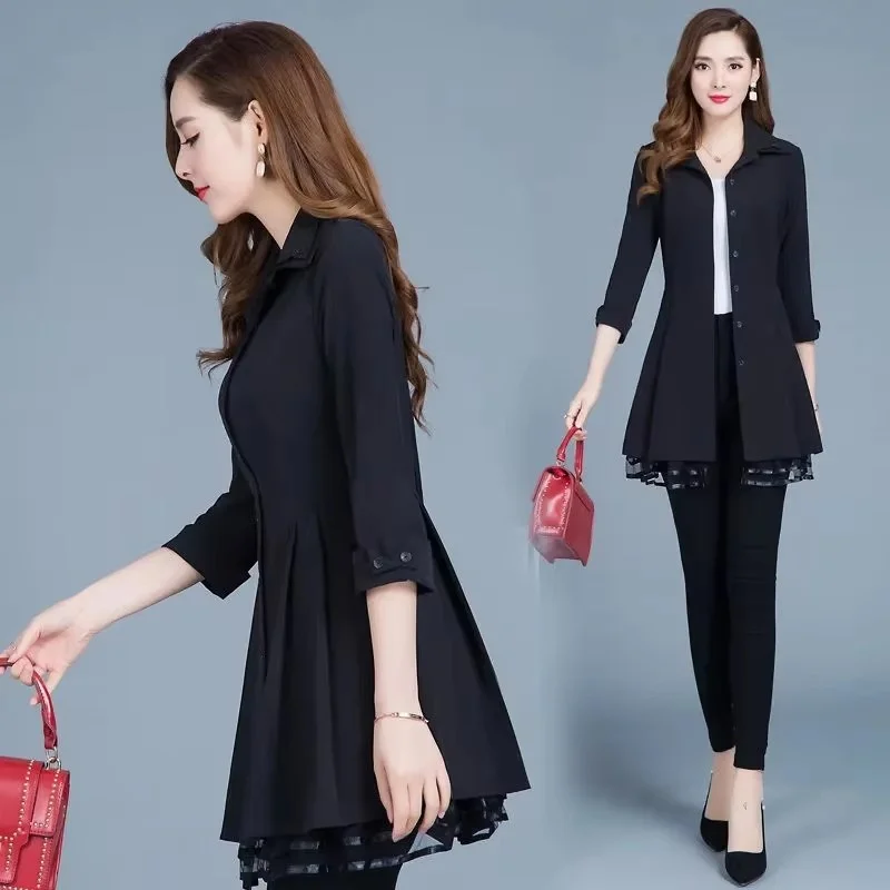 

Ветровка женская, весна 2025 года, тонкая верхняя одежда с рукавами три четверти, кружевной плащ, женское пальто 150