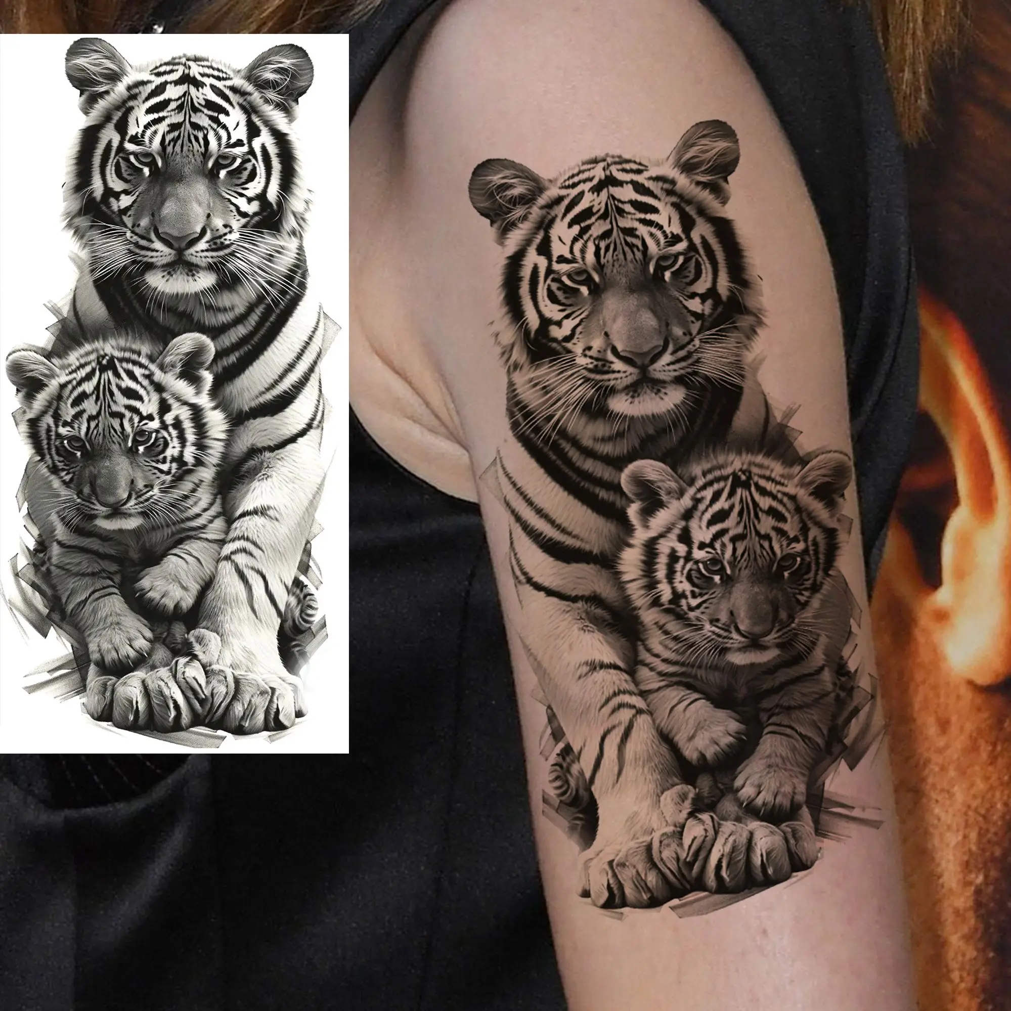 1 Sheet Lion Tiger Family Temporary Tattoos For Men Women Owl Eagle Tatoos Waterproof Realistic Fake Tattoo Sticker Long Lasting