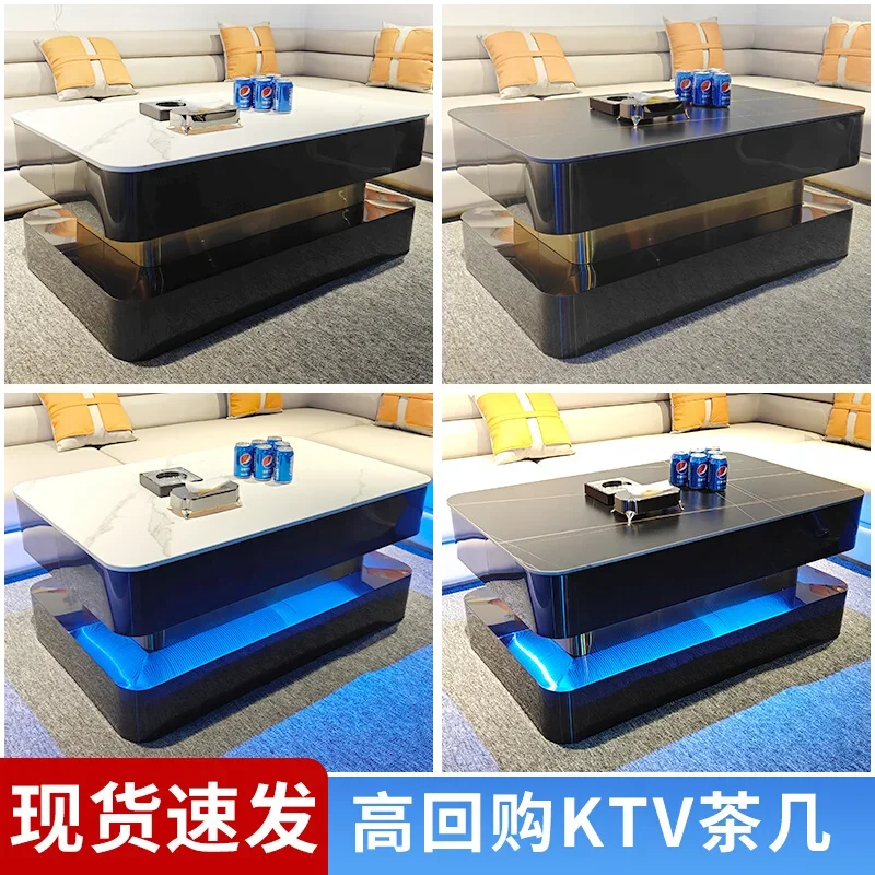 KTV coffee table special luminous bar stainless steel glass slate marble K room table video room box customization