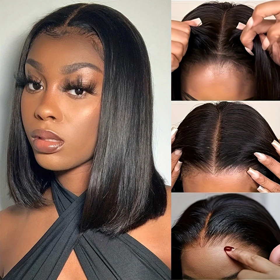 

Парик из натуральных волос Bone Short Bob, 4*4, с HD-прозрачной кружевной сеткой, прямой, без клея, с фронтальным кружевным закрытием