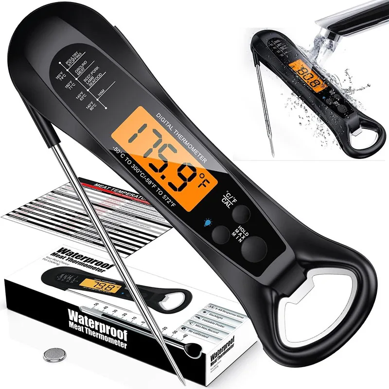 

Instant Read Meat Thermometer For Cooking, Fast & Precise Digital Food Thermometer With Backlight, Magnet, Calibration, Kitchen