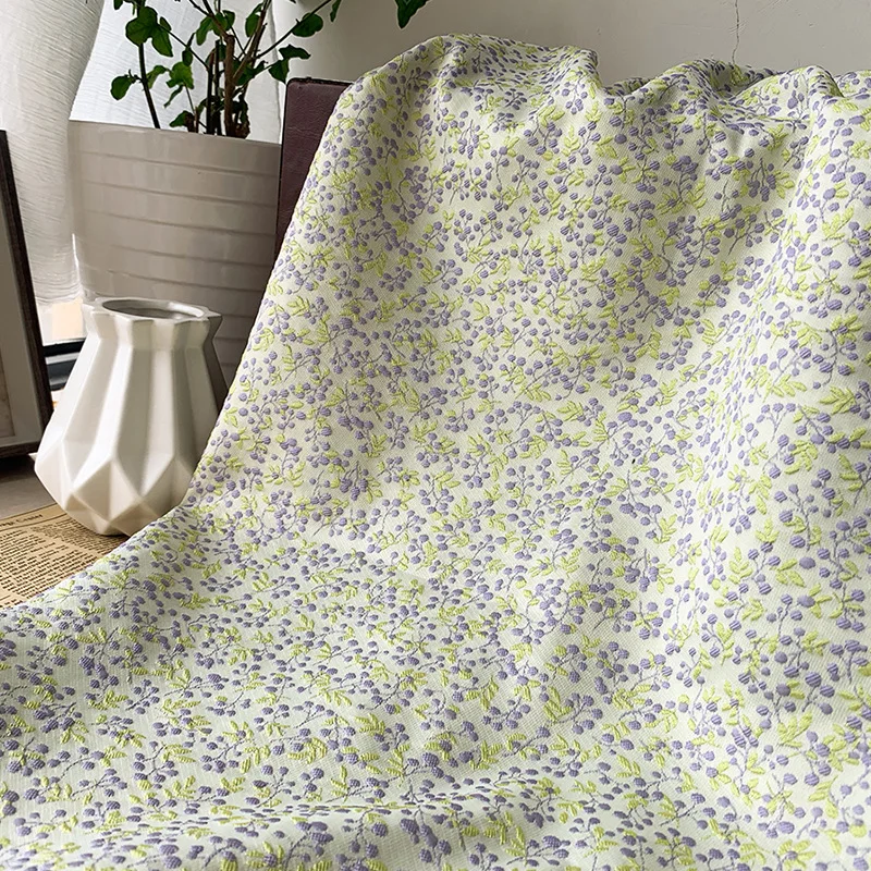 Yarn Dyed Embossed Jacquard Fabric Small Floral Polyester Woven Fabric for Women\'s Dress Skirt Diy Sewing 45cmx145cm