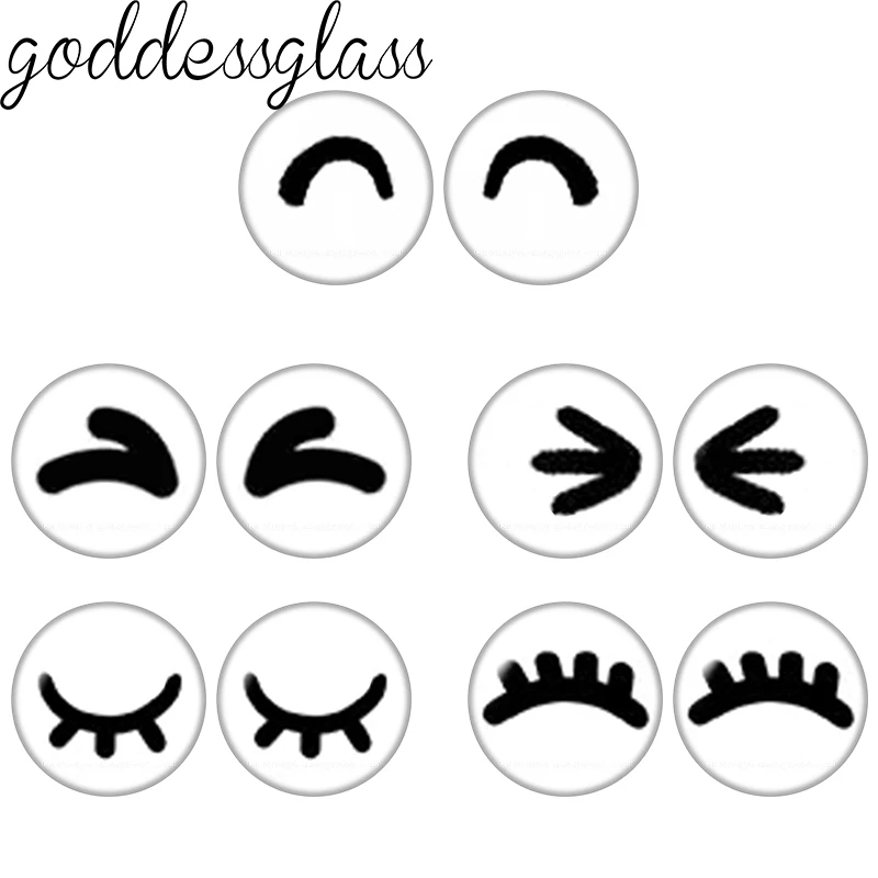 Glass Cartoon Doll Blink Eyes Wink Eyelashes Cute 10pcs 12mm/18mm/20mm/25mm Round Cabochon Flat Back Making Findings Jewelry