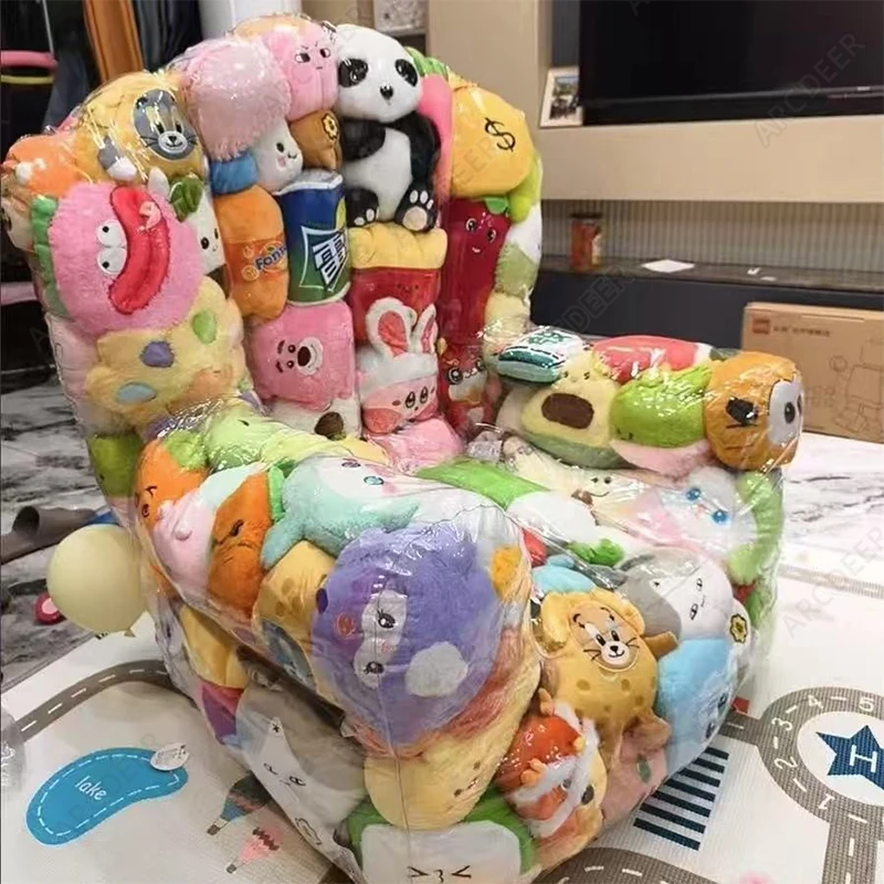Housse de chaise de rangement transparente pour jouets en peluche pour enfants, sac de haricots avec fermeture éclair, capacité étanche, grands sacs de rangement pour poupées sans jouet