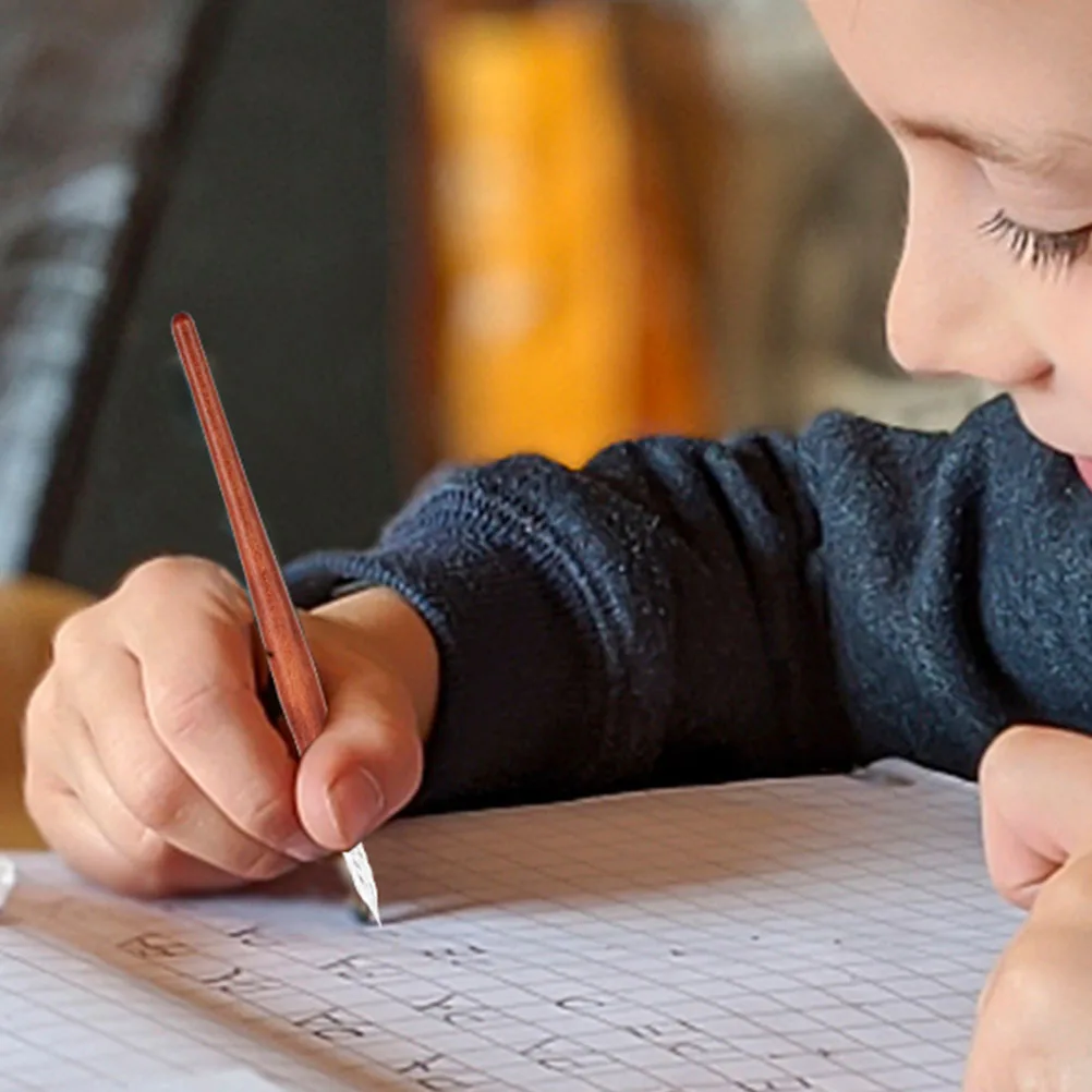 

2 шт. стеклянные ручки, винтажные деревянные ручки, практичные ручки для каллиграфии, гладкие письменные принадлежности, офисные канцелярские принадлежности