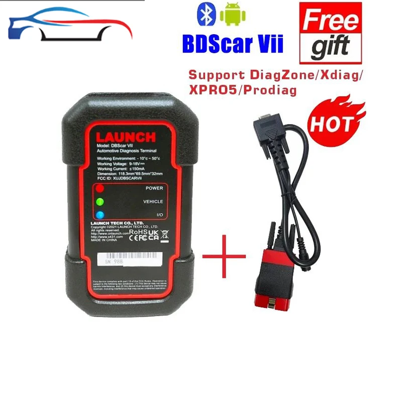 X431 DBScar VII VCI DBScar 7 Bluetooth Connector Support CANFD DOIP Protocols Work with Launch X431 V Car Diagnostic Scan Tool