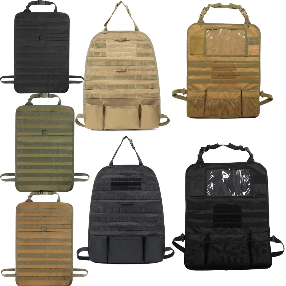 3 Models Car Seat Back Storage Bag Organizer Tactical Molle Panel Car Seat Back Cover Protection with 3 Storage Pouch