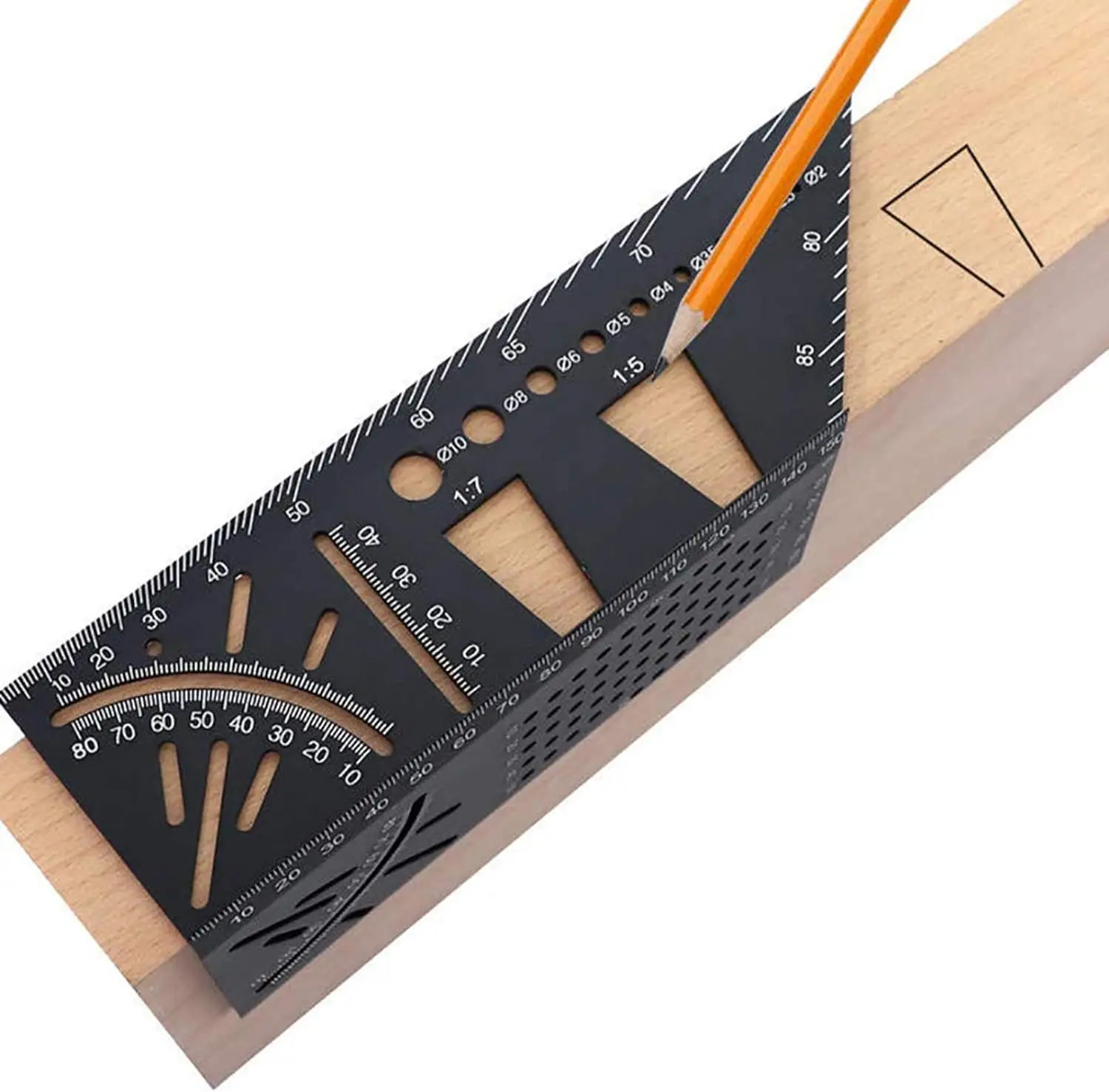 Woodworking Square Size Measure Ruler,45/90 Degree Angle T Ruler,3D Mitre Angle Measuring Template Tool, Measuring Timber, Pipes