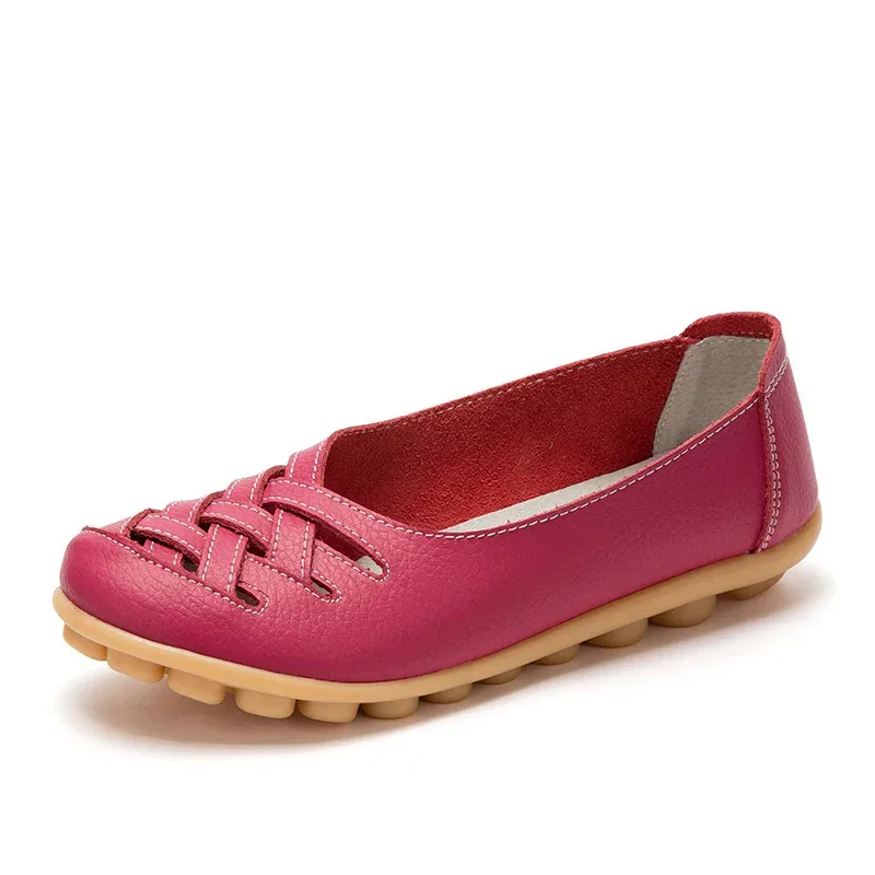 

New summer 100% cowhide sandals women’s leather single shoes, large-sized fashionable casual women's shoes, loafers flat shoes