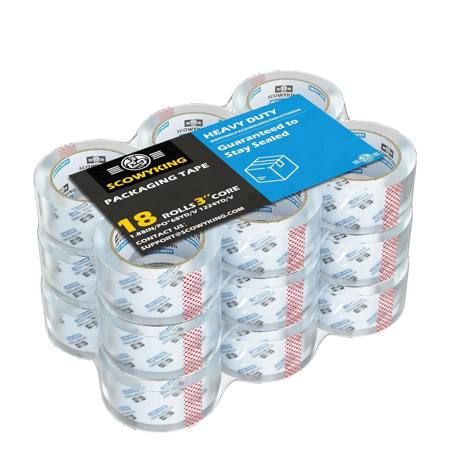 

18 рулонов прозрачной упаковочной ленты, 1,88 дюйма x 68 ярдов, толщина 2,7 мил - прочная лента для переезда, запечатывания коробок, транспортировки.