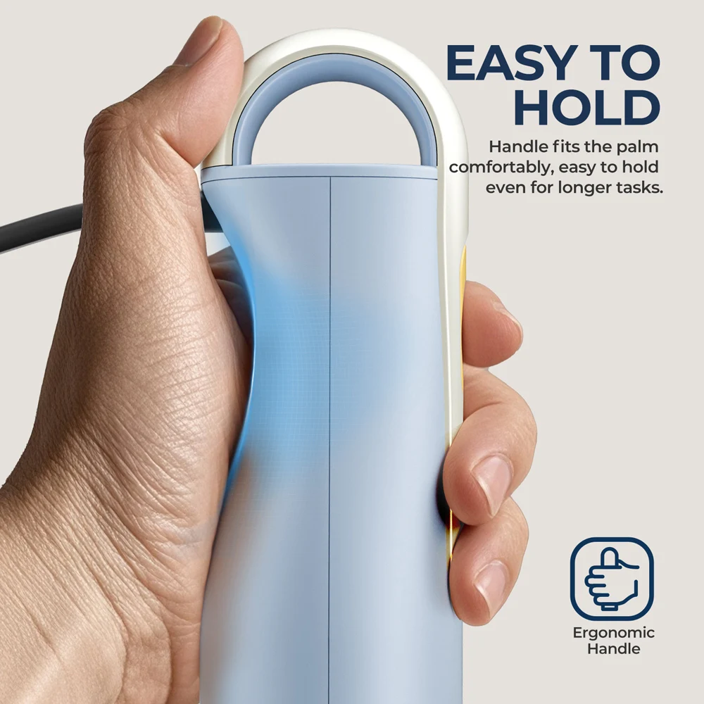 خلاط غاطس محمول من ROUNY مع شفرات من الفولاذ المقاوم للصدأ لخلط طعام المطبخ، خلاط عصا أزرق فاتح، أساسي كلاسيكي