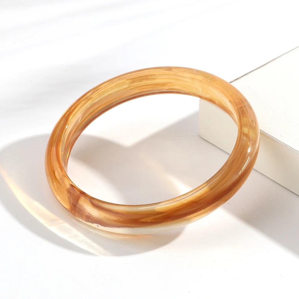 Women's Colorful Thin Round Acrylic Bangles, Boho Style