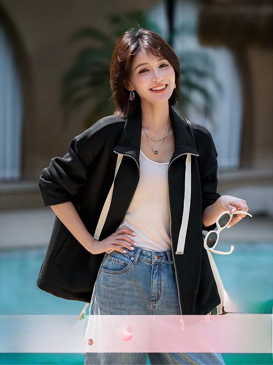 

Comfortable Cotton Hoodie Jacket with Zipper Spring New Arrival Women's Commute Friendly Long Sleeve Warm Straight Cut Coat