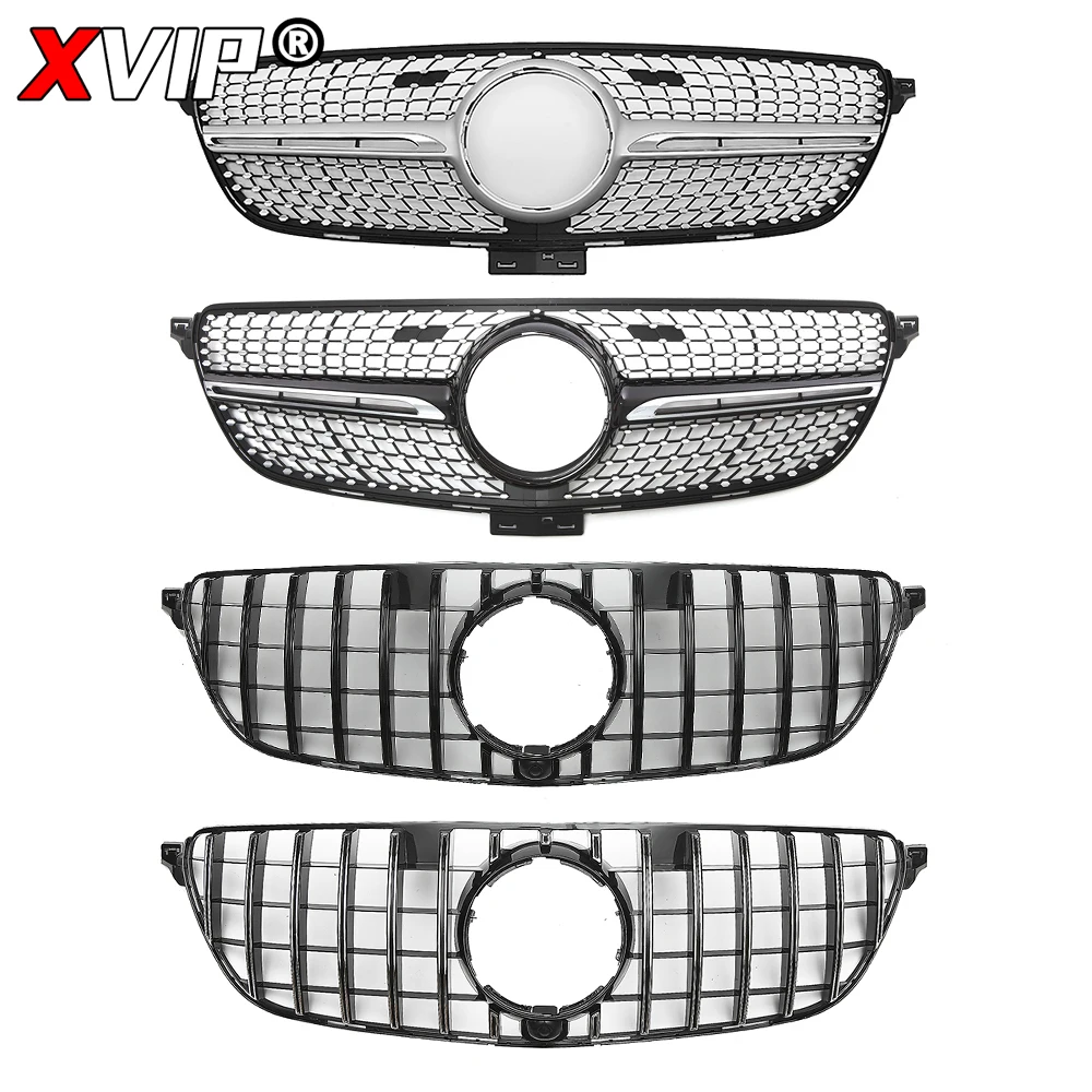 XVIP Front Glossy Black GTR Style Bumper Grille For Mercedes Benz GLE C292 GLE350 GLE450 GLE43 AMG 2016-19 Diamonds Style Grille