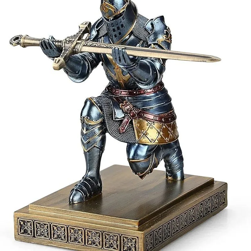Figurines de chevalier nordique en résine, support de stylo, décoration, cadeau d'anniversaire, accessoires de sculpture pour la maison, le bureau et le bureau d'étude