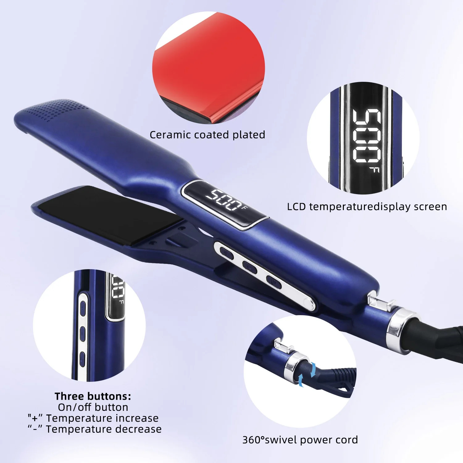 プロ仕様ヘアストレートナー 500F フラットアイロン 2in1 スタイリングツール サロン カーラー＆ストレートナー くせ毛用