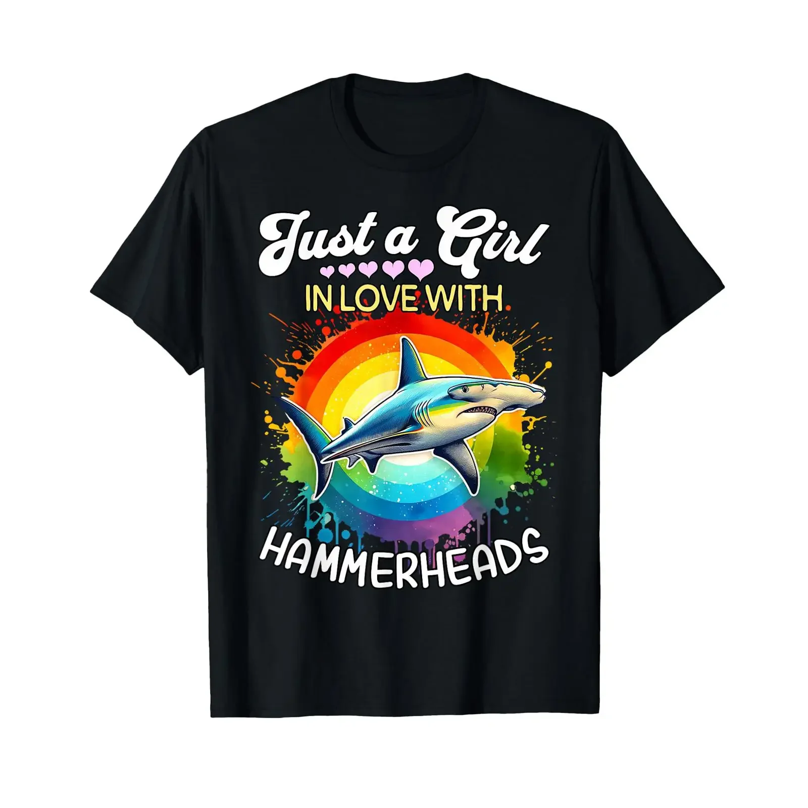 Hammerhead Shark Girl T Shirt vintage Washed Comfortable graphic Stretched Top For Everyday Wear Unisex Soft fashion