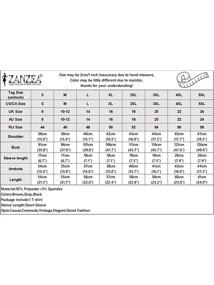 ZANZEA Fake Two Pieces Printing T-Shirts Woman Summer 2025 O-Neck Short Sleeve Contrast-Color Lace Hem Tees Korean Fashion Tops - Image 6