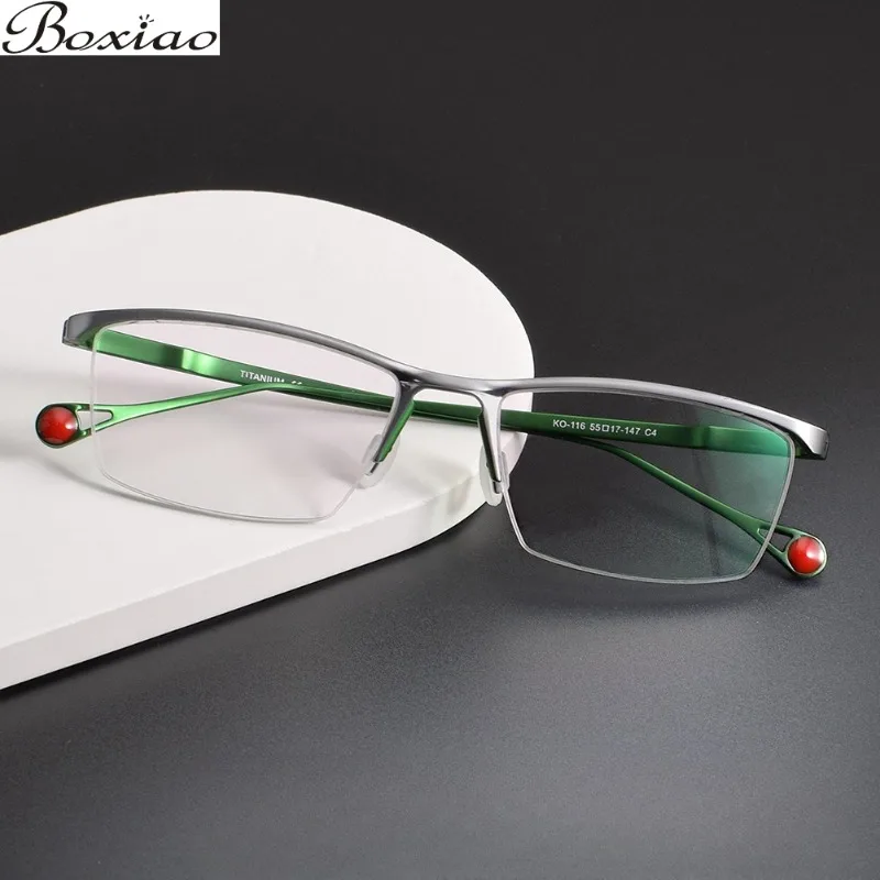 

Reading Glasses KO-116 Ultra-light Pure Titanium Half-frame Glasses Frame Joker High Sense Business Square Glasses Frame