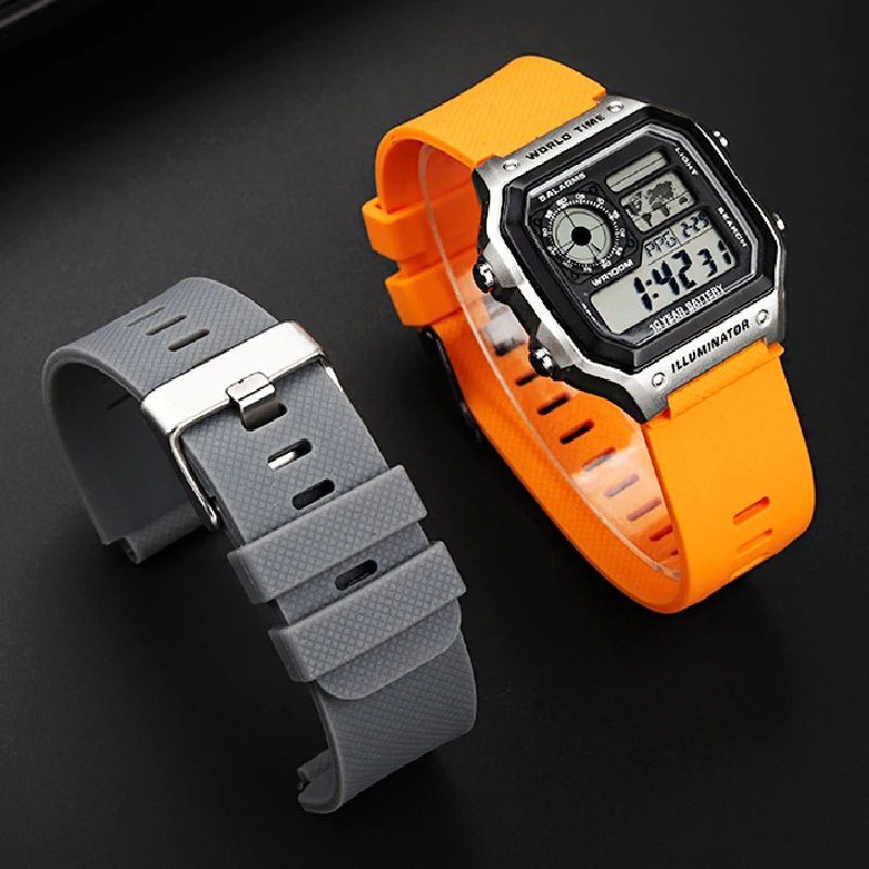 Silicone Rubber Watch Strap For Casio Series AE1200 AE-1200 AE-1300/AE-1200/w-216 A158 a159 a168 Waterproof Sport Bracelet 18mm